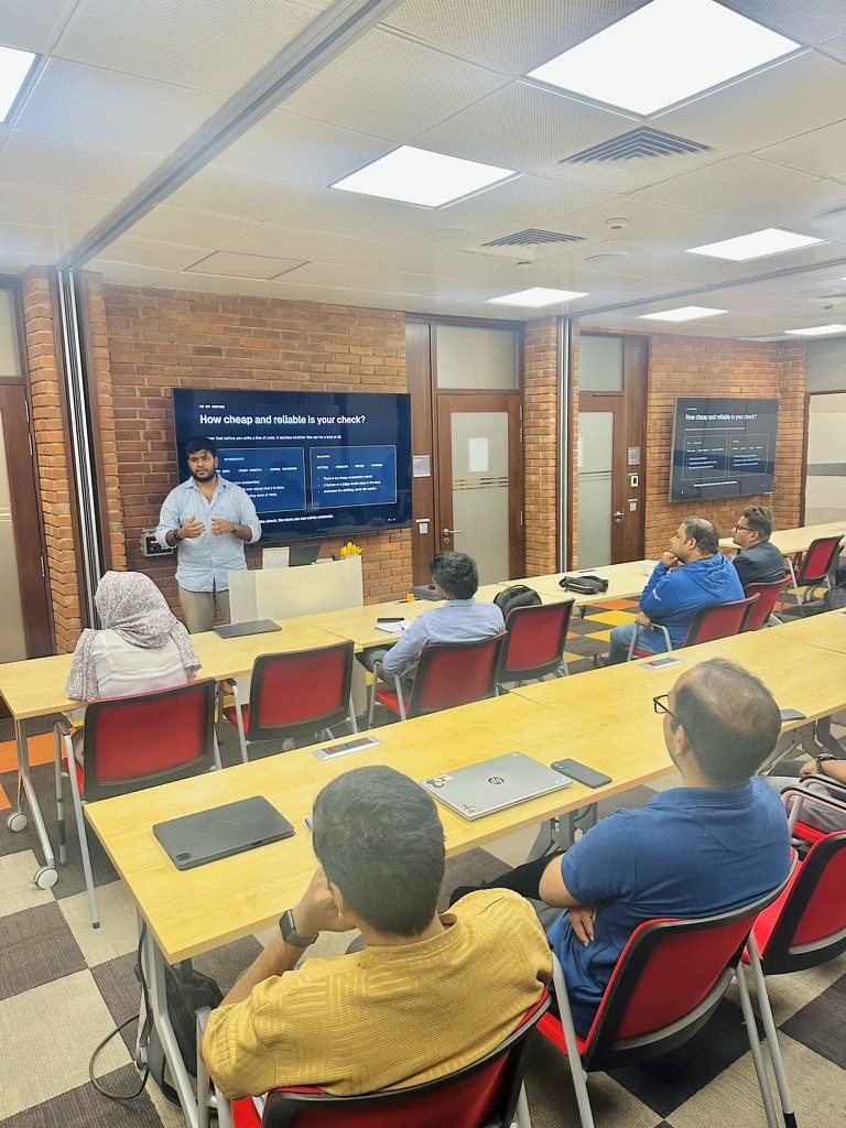 Isuru leading a workshop on cheap and reliable checks